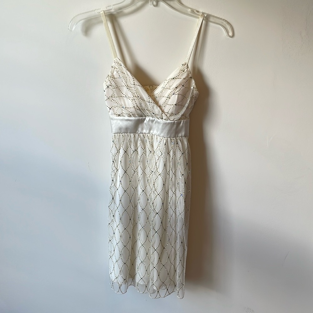 Juniors Cream Glitter Dress Size 3